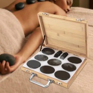 16Pcs Portable Hot Stone Volcanic Stones Kit Digital Controller Heating Box Constant Temperature  SPA/Body Relaxing Pain Relief